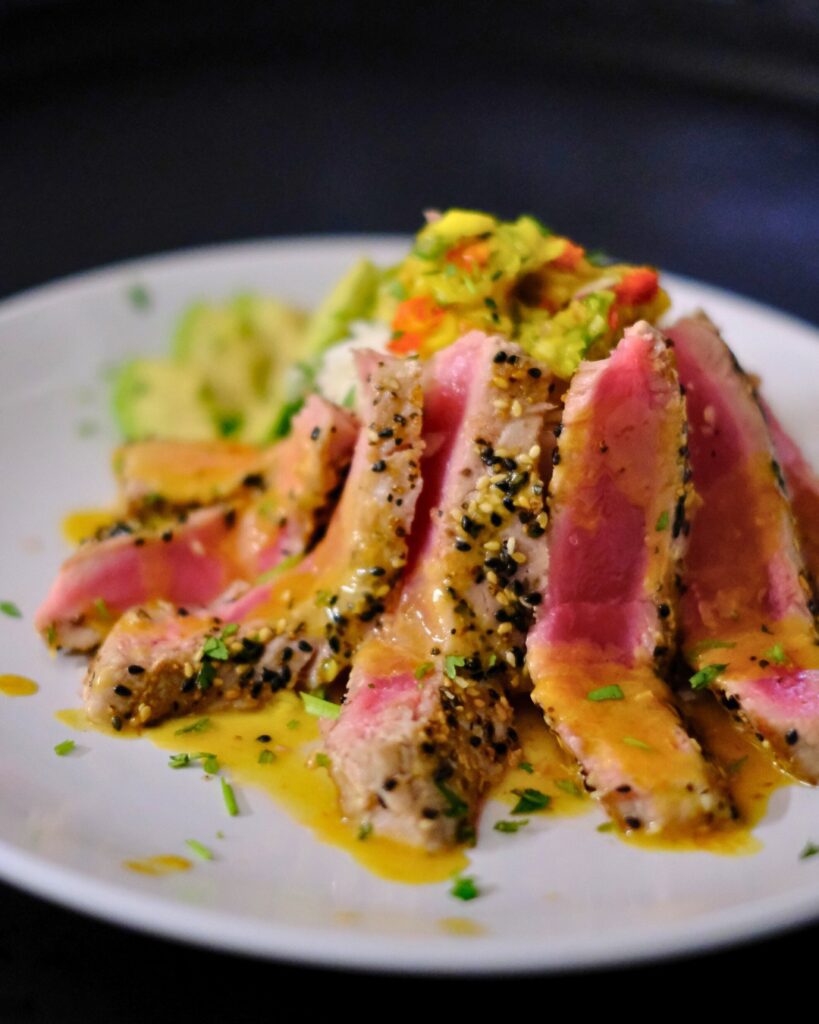 sesame crusted ahi tuna served at the Marina Restaurant in Brattleboro