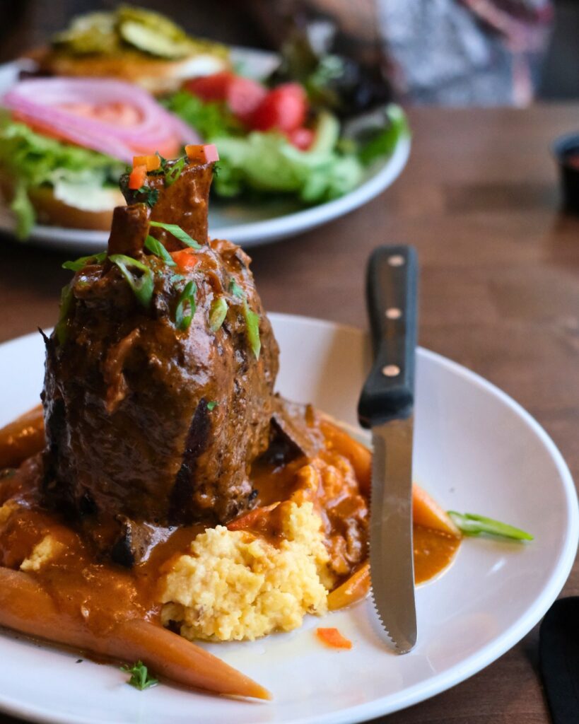 slow braised ossobuco served at the marina restaurant in brattleboro